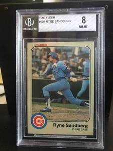 lot 29 image: Ryan Sandberg RC Beckett Graded 8 1983 Fleer