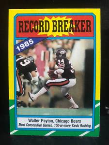 lot 43 image: Walter Payton 1986 Topps Record Breaker Card