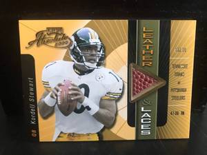 lot 46 image: Kordell Stewart Leather & Laces 270350 2000 Playoff Card