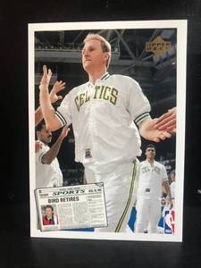 lot 68 image: Larry Bird & Magic Johnson 2 Sided Retirement Card