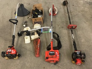 lot 5-M image: Lot Of (3) Grass  Brush Trimmers & Assorted Trimmer Parts