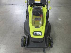 lot 27 image: Ryobi 16 in. ONE HP 18V Lithium-Ion Cordless Battery Walk Behind Push Lawn Mower P1190VNM