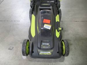 lot 28 image: Ryobi 20 in. 40-Volt 6.0 Ah Lithium-Ion Battery Brushless Cordless Walk Behind Self-Propelled Lawn Mower RY401120-Y