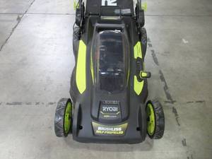 lot 29 image: Ryobi 20 in. 40-Volt 6.0 Ah Lithium-Ion Battery Brushless Cordless Walk Behind Self-Propelled Lawn Mower RY401120-Y