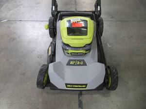 lot 32 image: Ryobi 21 in. HP 40V Brushless Cordless Battery Walk Behind Self-Propelled Lawn Mower RY401140US