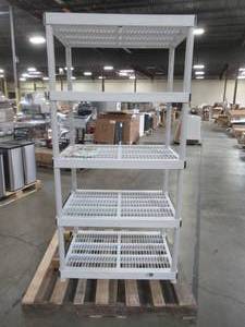 lot 304 image: HDX 72 in. H x 36 in. W x 24 in. D 5 Shelf Plastic Ventilated Storage Shelving Unit 128974