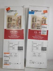lot 43 image: 2 CLOSETMAID SuperSlide 5 ft. - 8 ft. 13 in. D x 96 in. W x 96 in. H Metal White Steel Closet System Organizer Kit