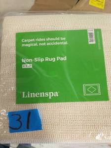 lot 31 image: 8 ft. x 10 ft. Rubberized Non-Slip Area Rug Pad Gripper in White
