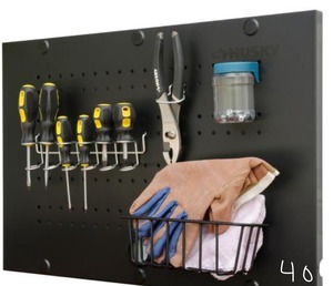 lot 40 image: HUSKY 24 in. W x 16 in. H Steel Pegboard Set in Black (2-Pack) for Regular Duty Welded Steel Garage Storage System