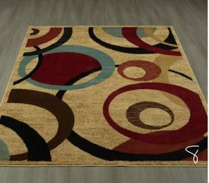 lot 8 image: Contemporary Beige 8 ft. x 10 ft. Abstract Area Rug