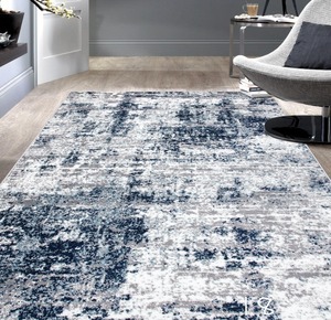 lot 18 image: WORLD RUG GALLERY Distressed Modern Abstract Blue 7 ft. 10 in. x 10 ft. Area Rug