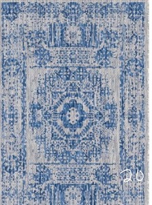lot 20 image: UNIQUE LOOM Azure Blue Timeworn Outdoor 6 ft. x 9 ft. Area Rug