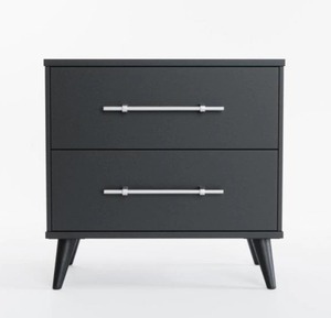 lot 47 image: 1 Emery 2-Drawer Black Nightstand