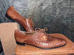 Vintage Womens Trotters Lila Basket Weave Oxfords, Sz 10M