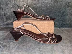Kate Spade Strappy Metallic Kitten Heel Sandals Sz 8