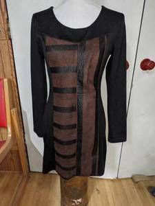 Forla Paris Black Dress With BrownBlack Front Panel Sz. S