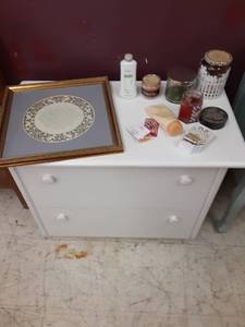 2 Drawer White Cabinet with Content...