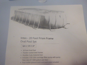 lot 50 image: Intex 20 Foot Prism Frame Oval Pool Set