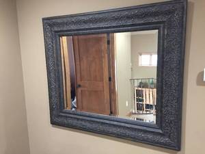 Large Ornate Wall Mirror With Beveled Glass