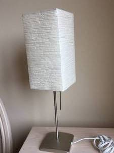 Silver Metal Table Lamp With Decorative Paper Shade