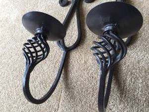 2 Ornate Metal Wall Mount Candle Holders