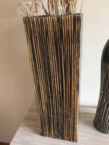 2 Decorative Vases Made of Wood and Ceramic