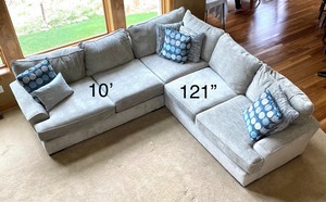 Amazing Comfortable Gray Upholstered Sofa with Extra Deep Seating