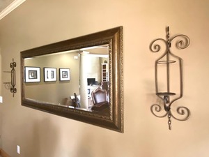 Lovely Decorative Wall Mirror and Pair of Coordinating Sconces