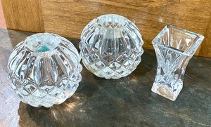 Waterford Items Pair of Candle Holders and Miniature Vase