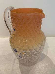 lot 68 image: Pressed glass painted pitcher