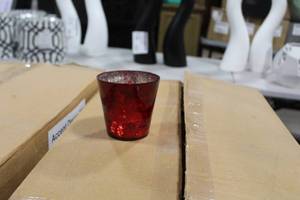 Lot of (21) Accent Dcor Candleholder Red 4Dx4H (in 1 partial case)