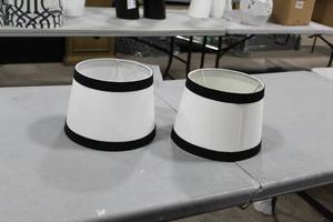 Lot of (2) Lamp Shade BlackWhite Stripe 8Wx8H