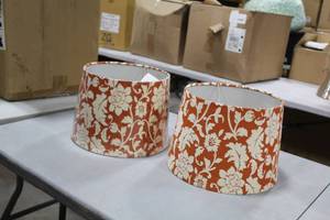 Lot of (2) Lamp Shade RedWhite Pattern 11Wx9H