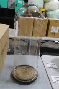 Restoration Hardware Glass Cloche 10Dx30H  with Wood Base