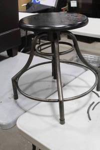 Metal Stool with Adjustable Height Wood Seat Black 13Dx18H