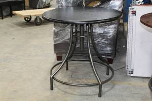 Metal Table with Black Wood Top 30Dx30H