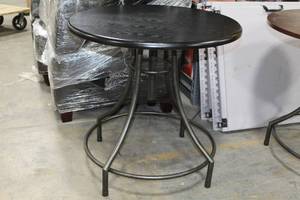 Metal Table with Black Wood Top 30Dx30H
