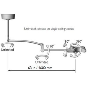 ANOTHER BIG WOW&nbsp MSRP $4200 Burton AIM-100 Single Head Ceiling Mount Surgical Light - Great Working Condition&nbsp&nbspMissing Cap On Elbow Arm Shown In Picture...Can Be Purchased Online ...Does Not Affect Functionality