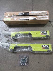 lot 18 image: Ryobi Miter Saw Stand Mounting Brackets for Miter Saw Stand A18MS01G. Like New.