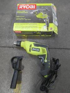 lot 25 image: RYOBI 6.2 Amp 58 in. Variable Speed Reversible Hammer Drill, D620H - Used. - Missing Depth Rod.
