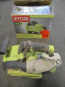 lot 34 image: Ryobi 18-Volt ONE Cordless Brushless Belt Sander, P450. Used.
