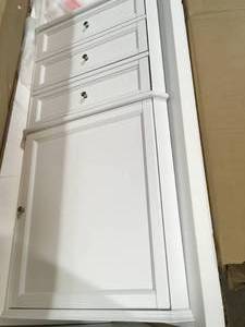 lot 2 image: Hampton Harbor 23 in. W x 13 in. D x 67-12 in. H Corner Linen Cabinet in White by Home Decorators Collection A little bit Damaged Customer Returns See pictures