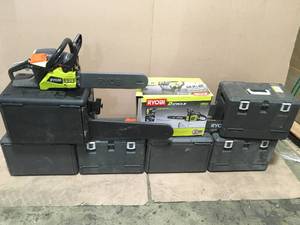 lot 42 image: Lot of 7 Ryobi Chainsaws 8 Broken Customer Returns See Pictures