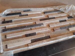 Lot of (37) Ashlar Rock Interlocking Backsplash Tiles - 18 x 8