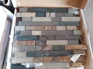 Lot of 10  Glass & Slate Mosaic Tiles