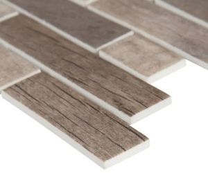 1 Case of (15) Driftwood Interlocking Matte Recycled Glass Mesh-Mounted Mosaic Tile 11.81 x 11.81 x 6 mm