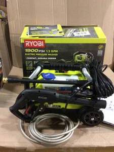 lot 4 image: 1900 PSI 1.2 GPM Cold Water Wheeled Electric Pressure Washer by RYOBI Customer Return See Pictures