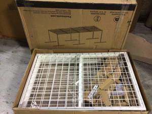 lot 20 image: 8 ft. x 3 ft. Heavy-Duty Overhead Garage Adjustable Ceiling Storage Rack in White by FLEXIMOUNTS Customer Return See Pictures