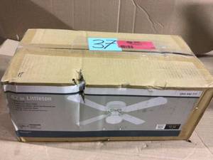 lot 37 image: Littleton 42 in. LED Indoor White Ceiling Fan with Light Kit Customer Return See Pictures
