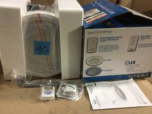 lot 40 image: Home Netwerks Decorative White 100 CFM Bluetooth Stereo Speakers Bathroom Exhaust Fan with LED Light and Remote Customer Return See Pictures